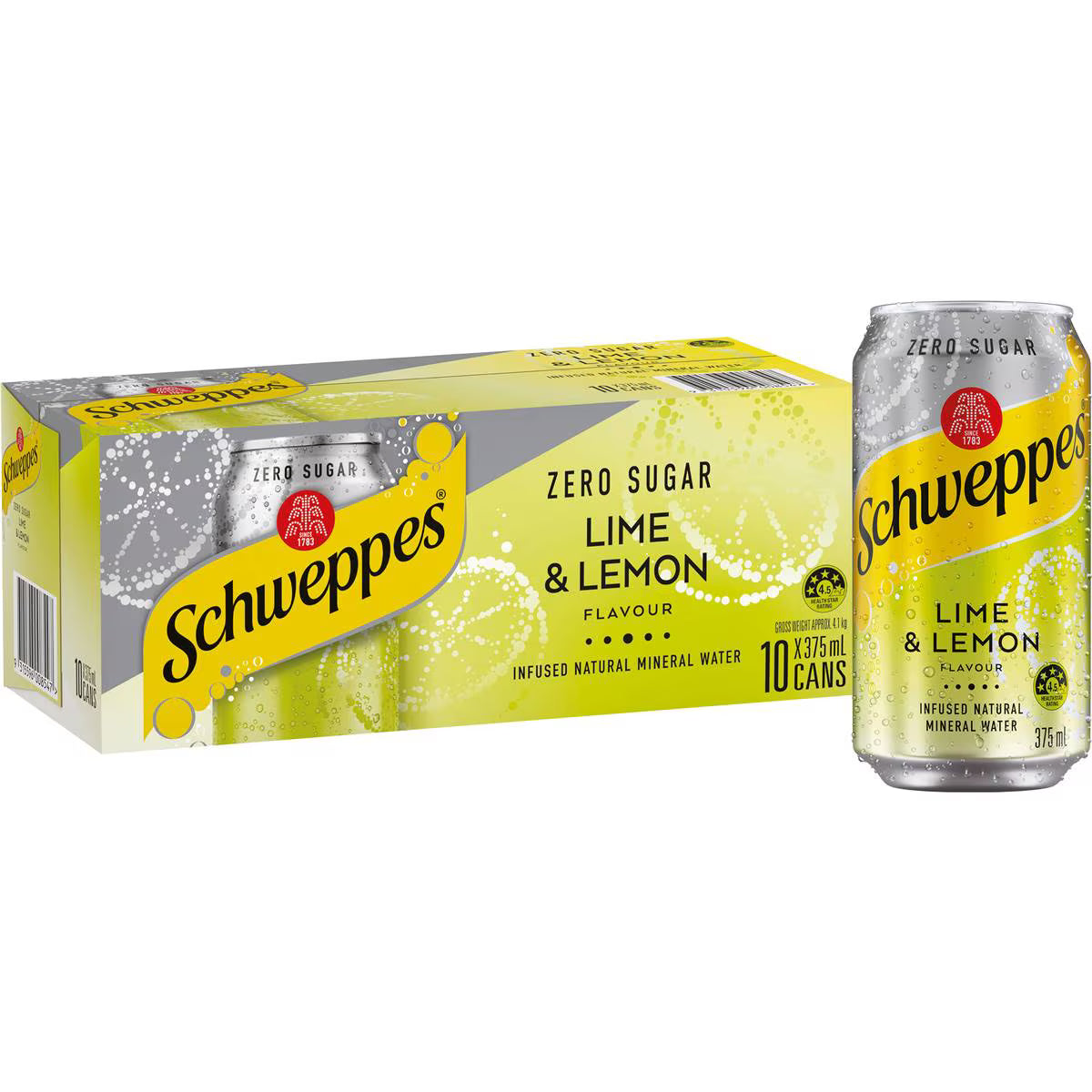 Zero Sugar Lime & Lemon Sparkling Mineral Water Cans | 375ml x 10 Pack | Schweppes | YG-112496-MC-975734