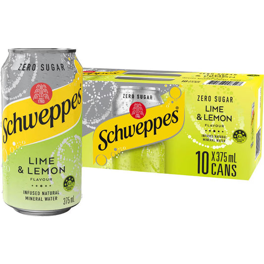 Zero Sugar Lime & Lemon Sparkling Mineral Water Cans | 375ml x 10 Pack | Schweppes | YG-112496-MC-153410