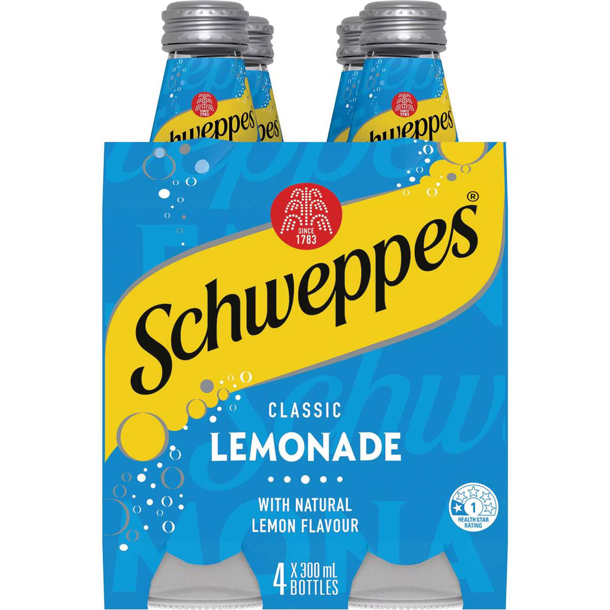 Lemonade Soft Drink Glass Bottle | 300ml x 4 Pack | Schweppes | YG-006387-MC-975959