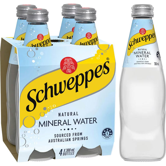 Natural Mineral Water Glass Bottle | 300ml x 4 Pack | Schweppes | YG-006502-MC-975974