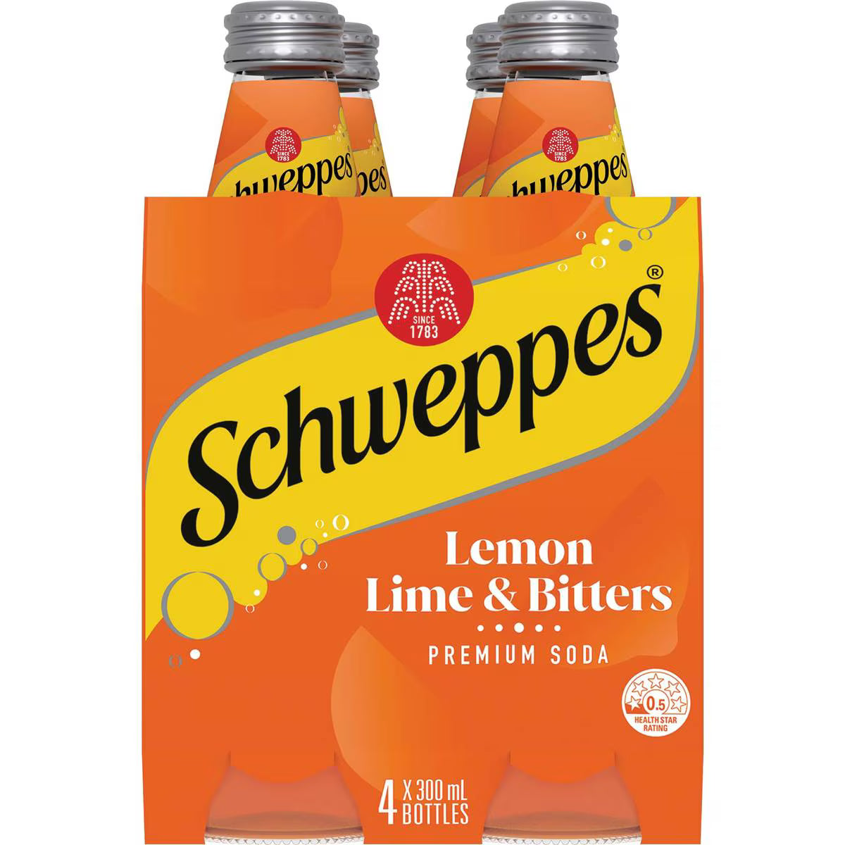 Lemon Lime Bitters Soft Drink Glass Bottle | 300ml x 4 Pack | Schweppes | YG-006452-MC-975975