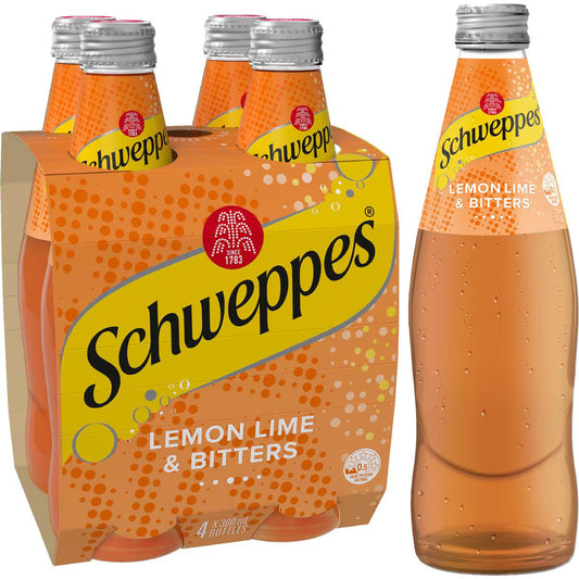 Lemon Lime Bitters Soft Drink Glass Bottle | 300ml x 4 Pack | Schweppes | YG-006452-MC-153168