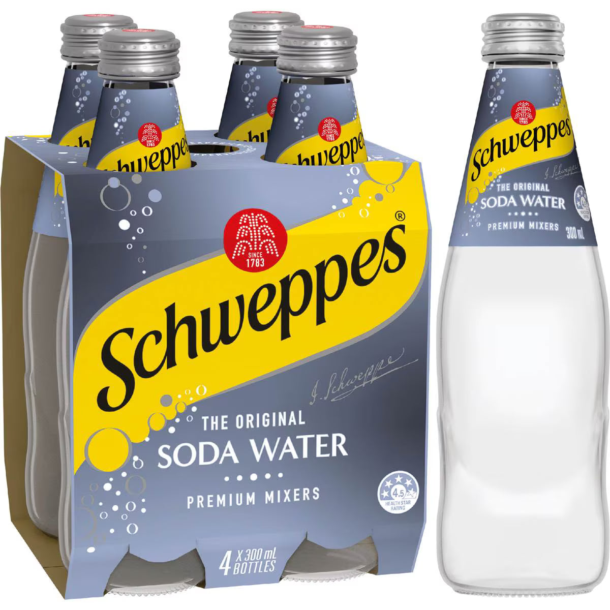 Soda Water Glass Bottle | 300ml x 4 Pack | Schweppes | YG-111557-MC-975914