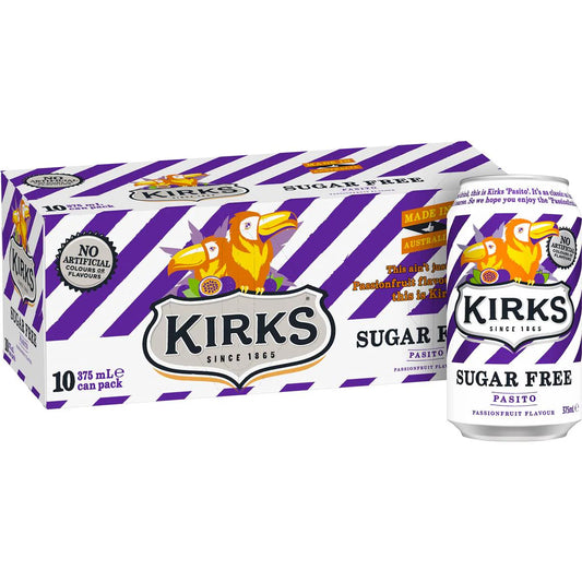 Sugar Free Pasito Soft Cans Bottle | 375ml x 10 Pack | Kirks | YG-112488-MC-975717
