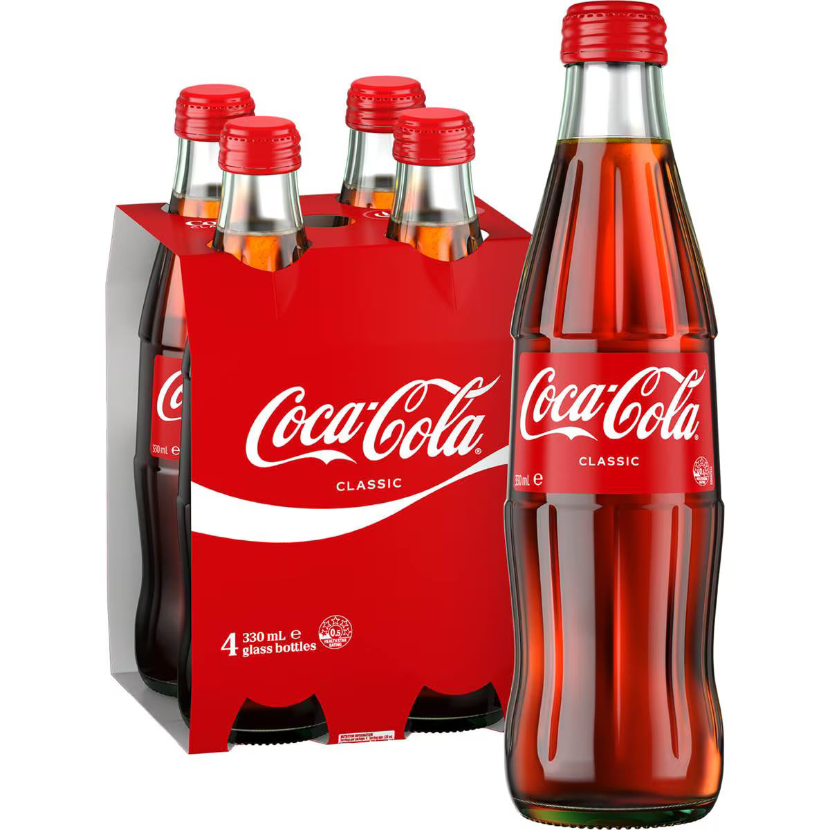 Classic Soft Drink Bottles | 300ml x 4 Pack | Coca-Cola | YG-112483-MC-975701