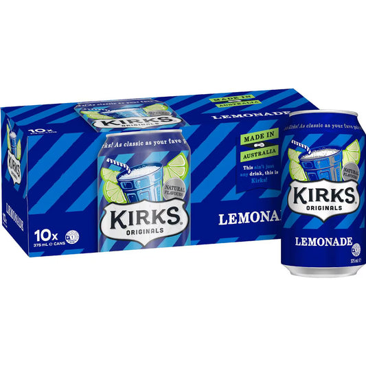Lemonade Soft Drink Cans | 375ml x 10 Pack | Kirks | YG-006380-MC-975715