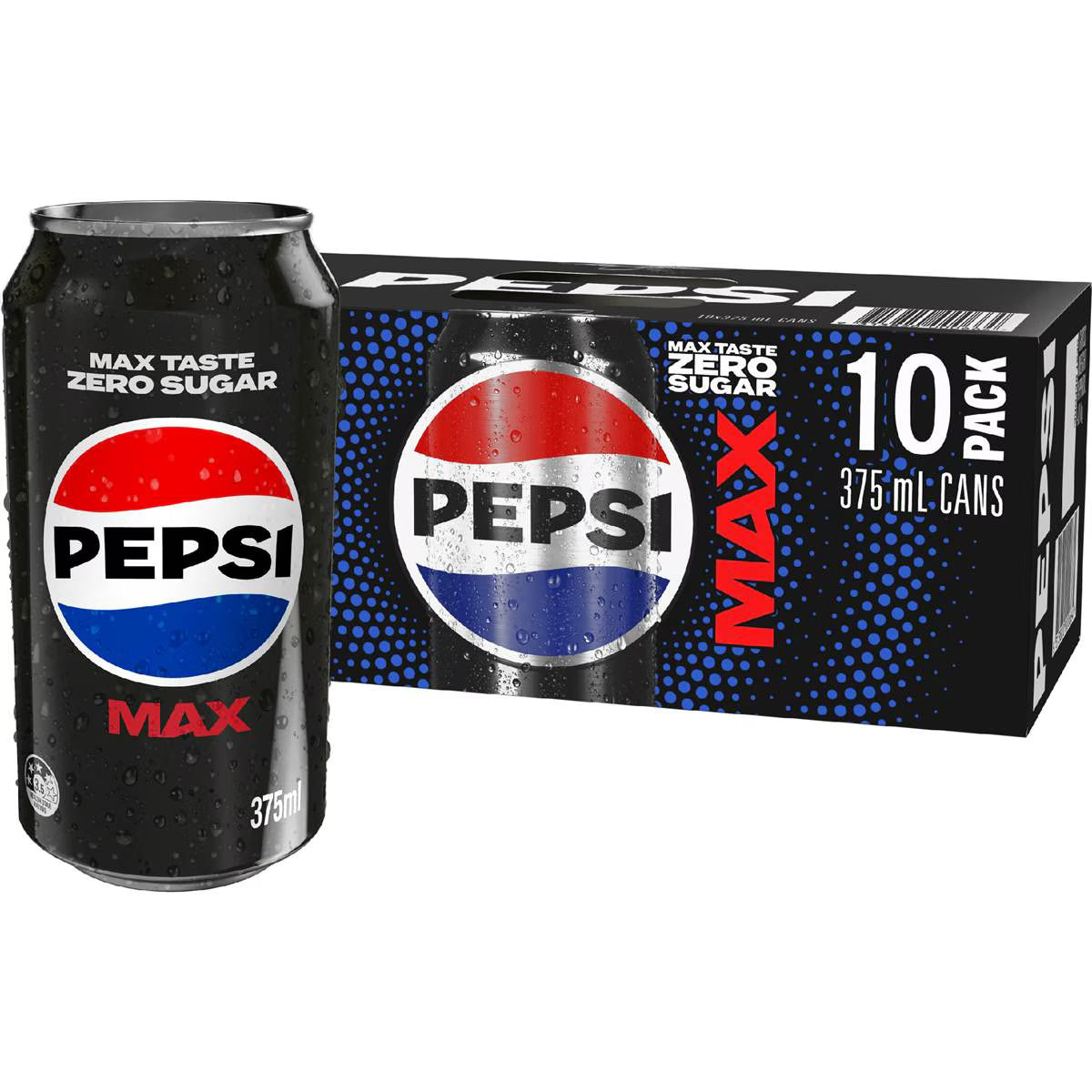 Max No Sugar Soft Drink Cans | 375ml x 10 Pack | Pepsi | YG-006751-MC-975740