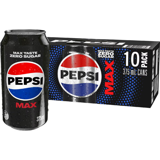 Max No Sugar Soft Drink Cans | 375ml x 10 Pack | Pepsi | YG-006751-MC-153404
