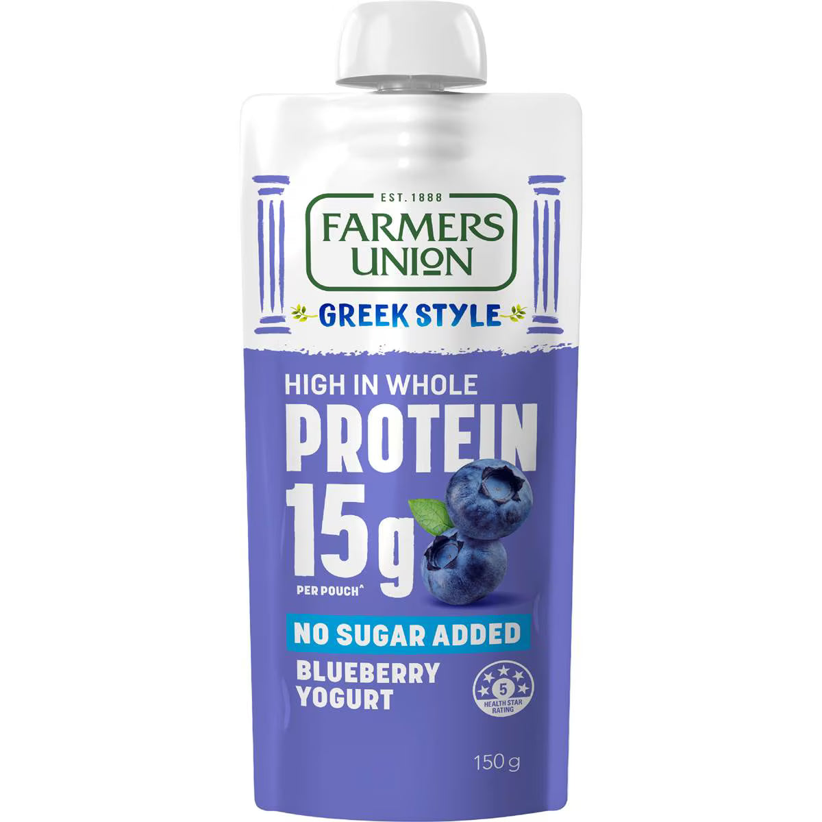 Greek Style High Protein Yoghurt Pouch Blueberry | 150g | Farmers Union | YG-112397-MC-981139