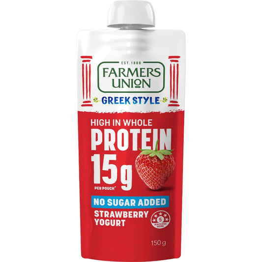 Greek Style High Protein Yoghurt Pouch Strawberry | 150g | Farmers Union | YG-113176-MC-981140