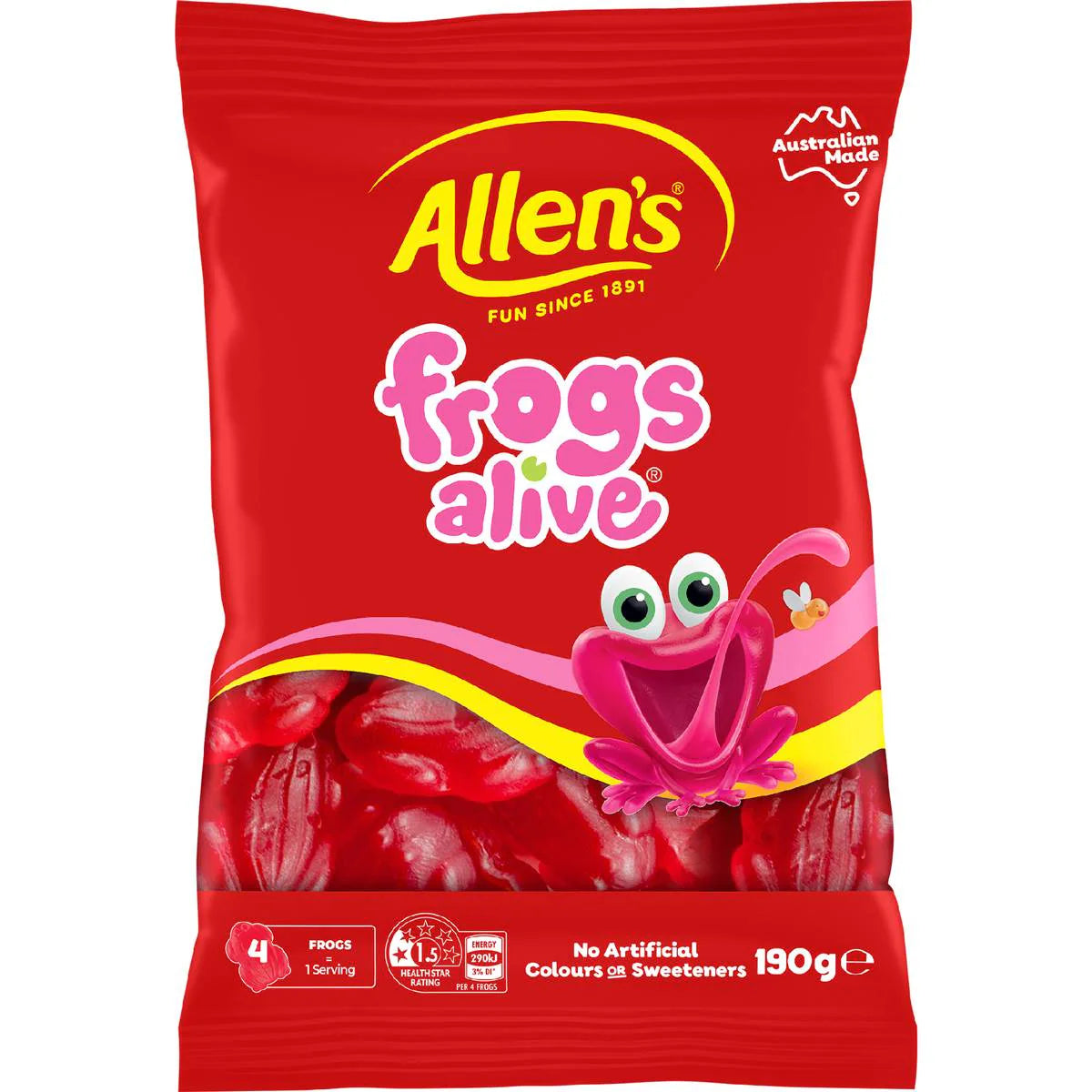 Frogs Alive Lollies Bag | 190g | Allen's | YG-111656-MC-976981