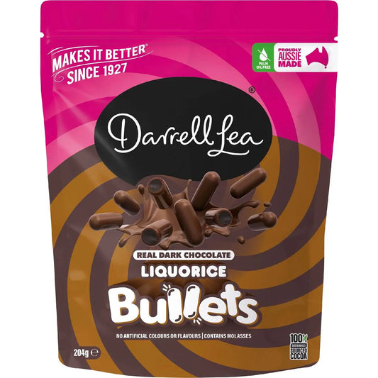 Dark Chocolate Liquorice Bullets | 204g | Darrell Lea | YG-111680-MC-977087