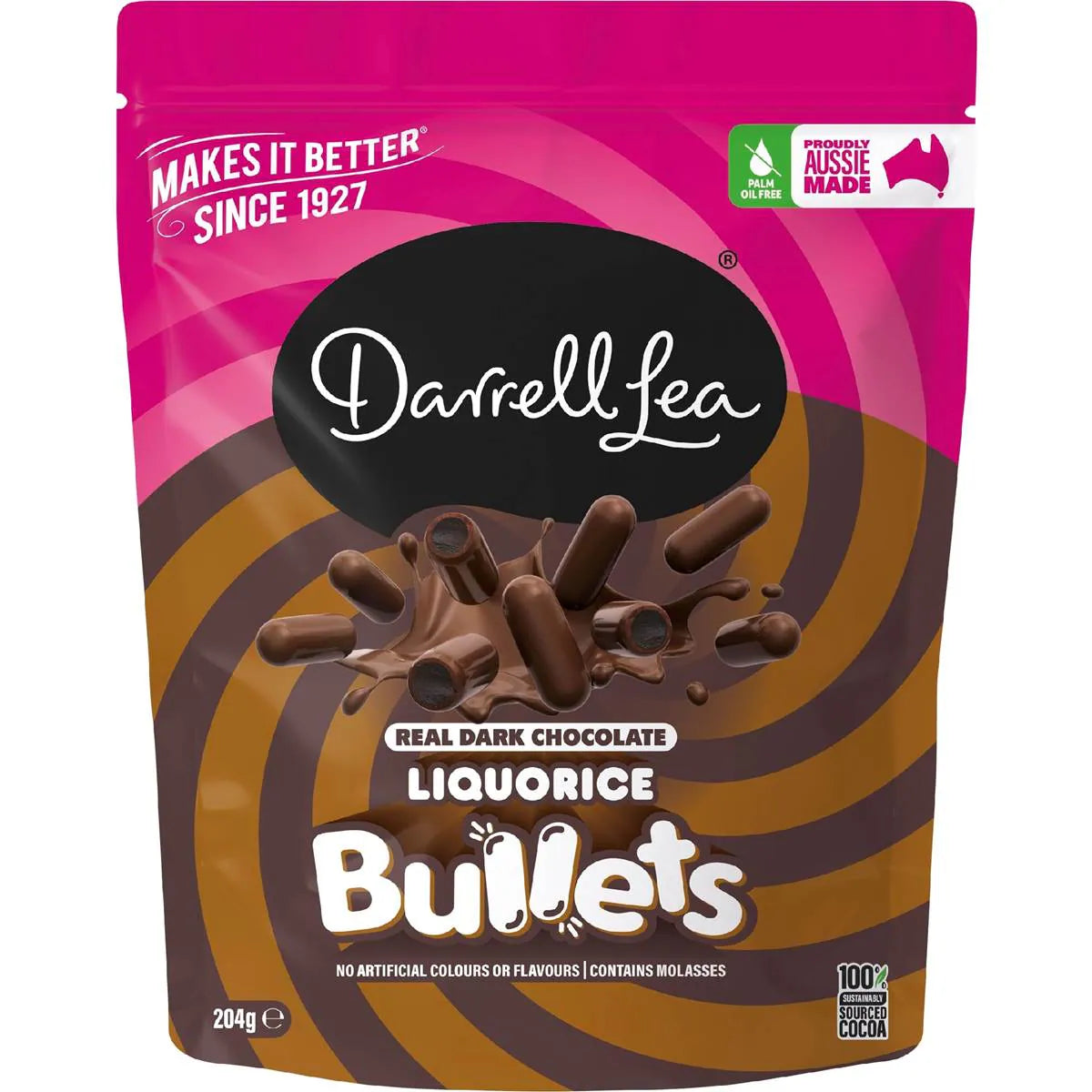Dark Chocolate Liquorice Bullets | 204g | Darrell Lea | YG-111680-MC-977087