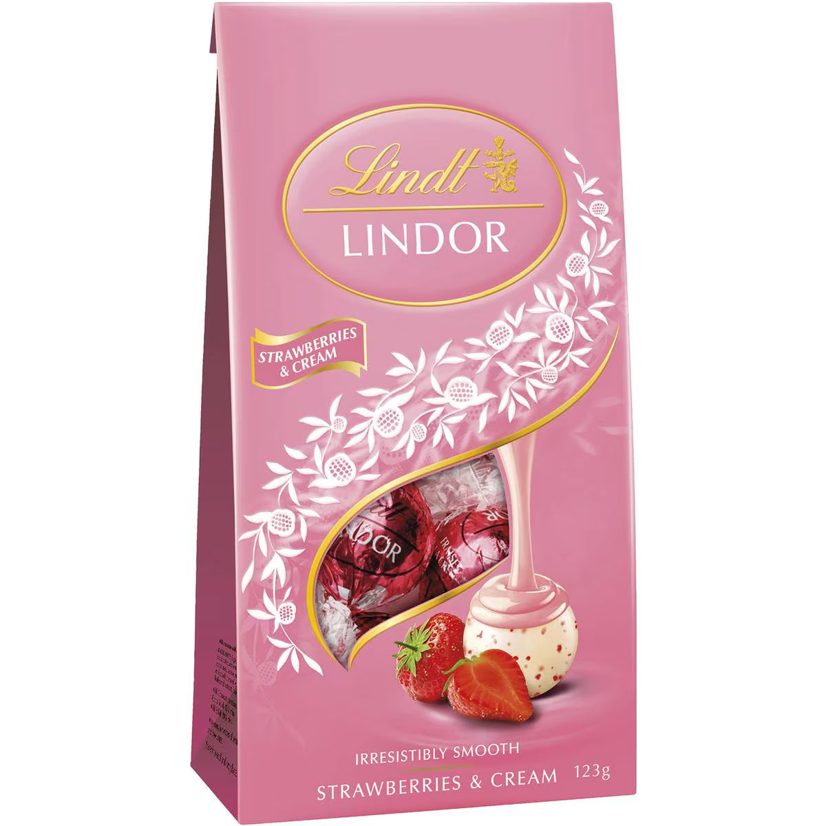 Lindor Strawberries & Cream White Chocolate Bag | 125g | Lindt | YG-007365-WW-157453