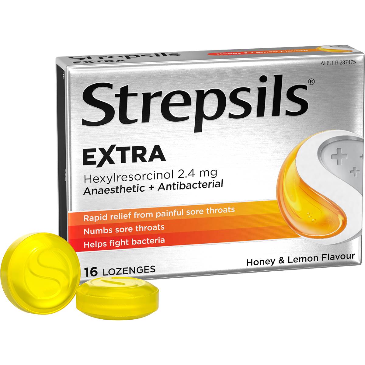 Extra Honey & Lemon Sore Throat Fast Numb Lozenges | 16 Pack | Strepsils | YG-111633-MC-976907