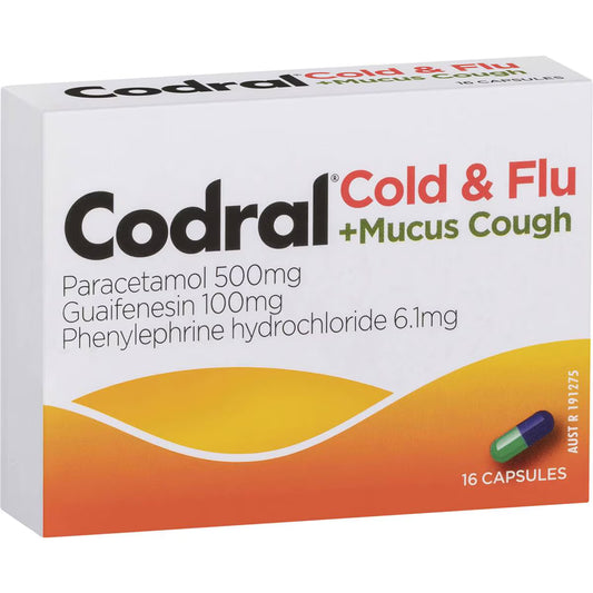 Cold & Flu Mucus Cough Capsules | 16 Pack | Codral | YG-111935-MC-977991