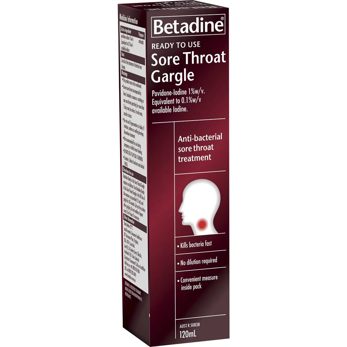 Sore Throat Gargle Ready To Use | 120ml | Betadine | YG-008166-MC-978005