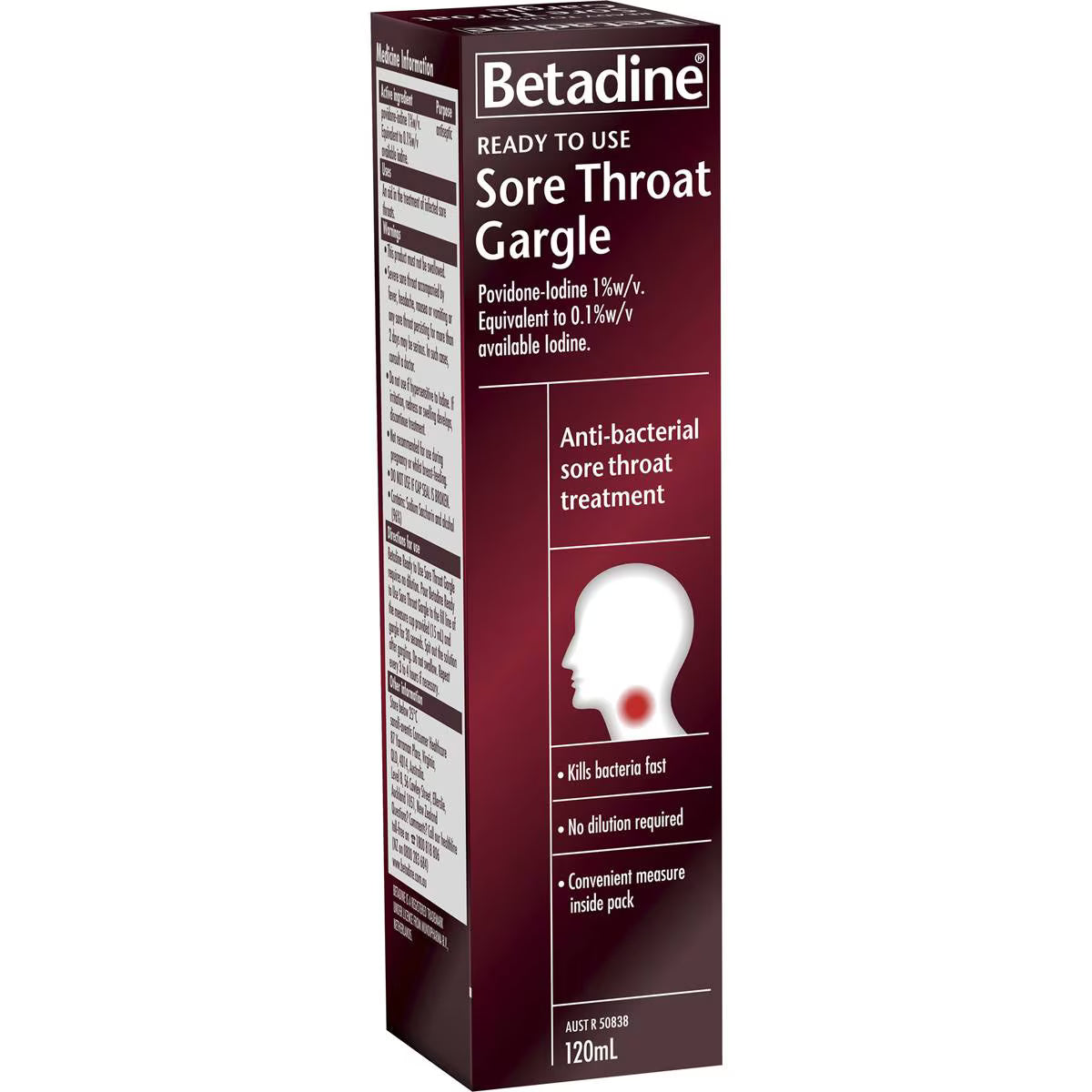 Sore Throat Gargle Ready To Use | 120ml | Betadine | YG-008166-MC-151145