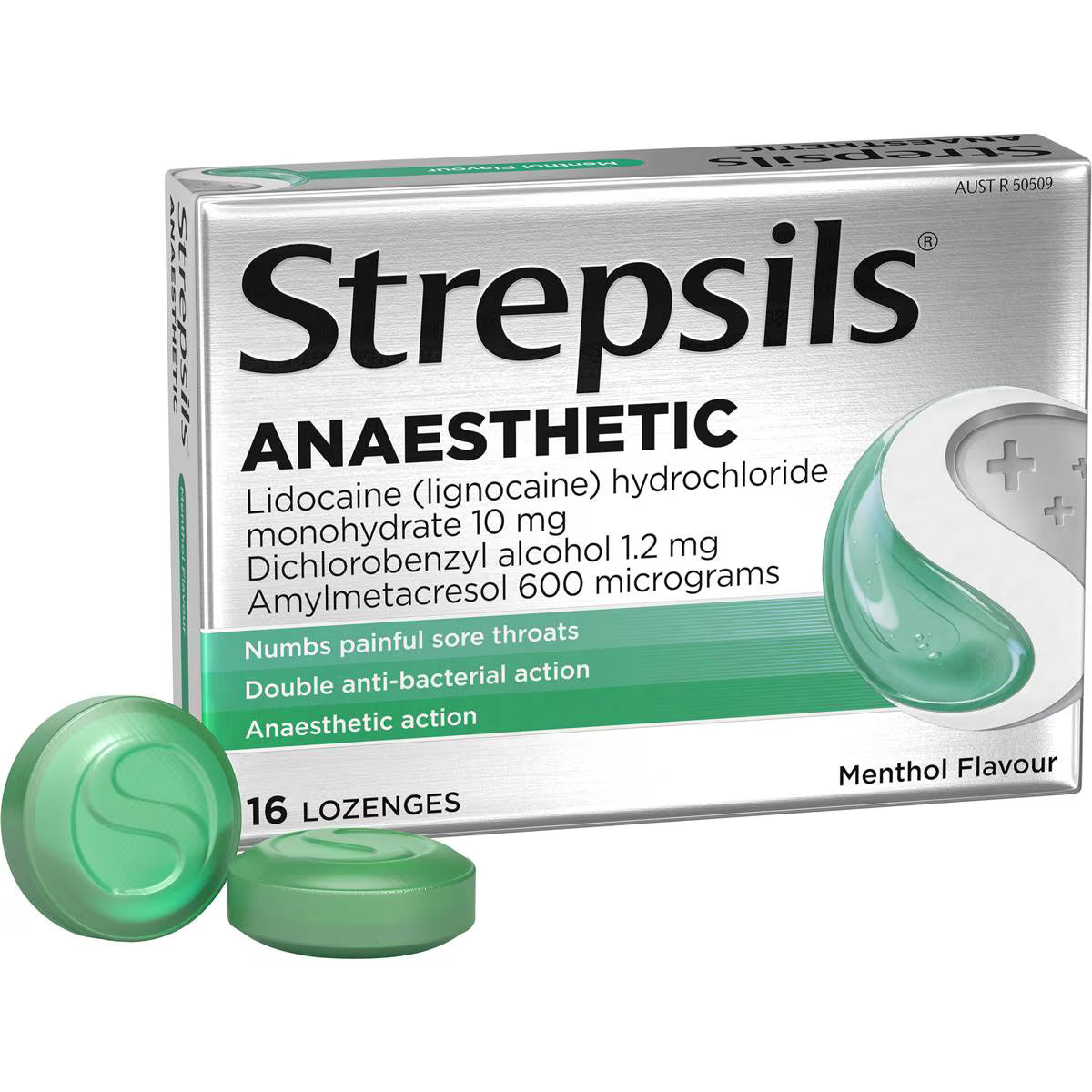 Plus Anaesthetic Sore Throat Numbing Pain Relief Lozenges | 16 Pack | Strepsils | YG-111632-MC-976906