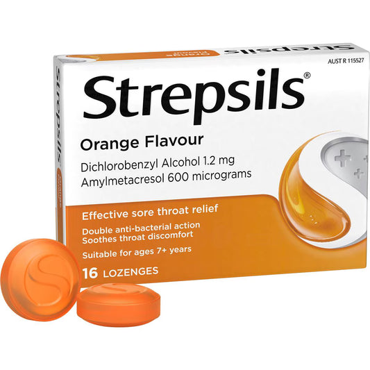 Double Antibacterial Soothing Sore Throat Lozenges Orange | 16 Pack | Strepsils | YG-112561-MC-976905