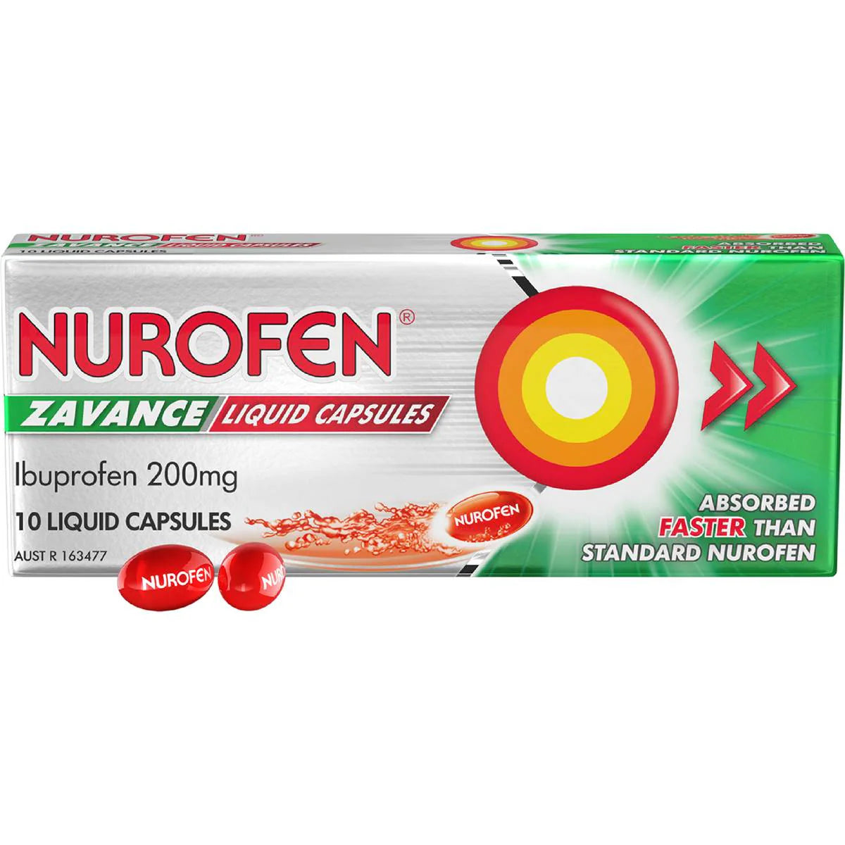 Zavance Fast Pain Relief Liquid Capsules Ibuprofen | 10 Pack | Nurofen | YG-111946-MC-978017