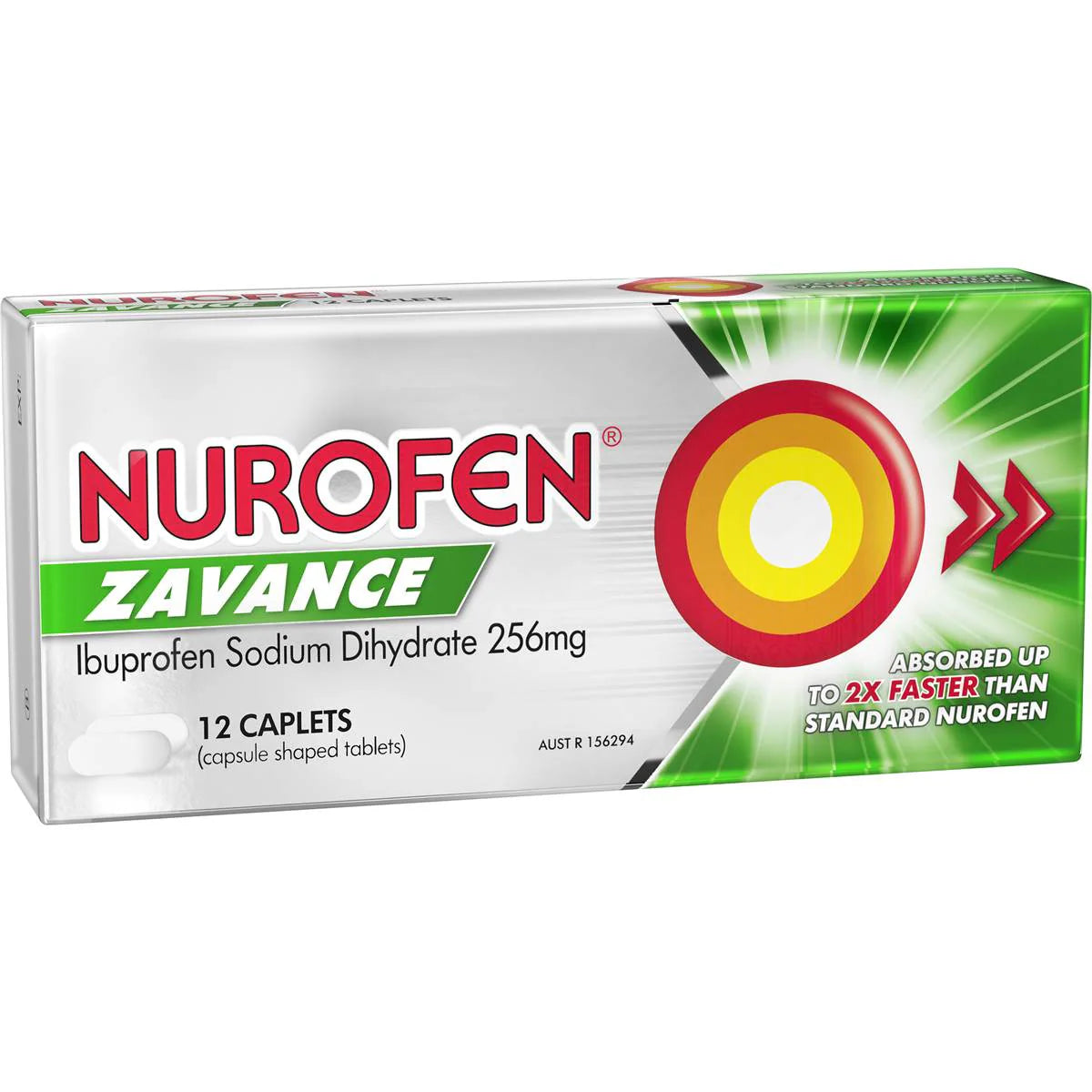 Zavance Fast Pain Relief Caplets 256mg Ibuprofen | 12 Pack | Nurofen | YG-112794-MC-978014