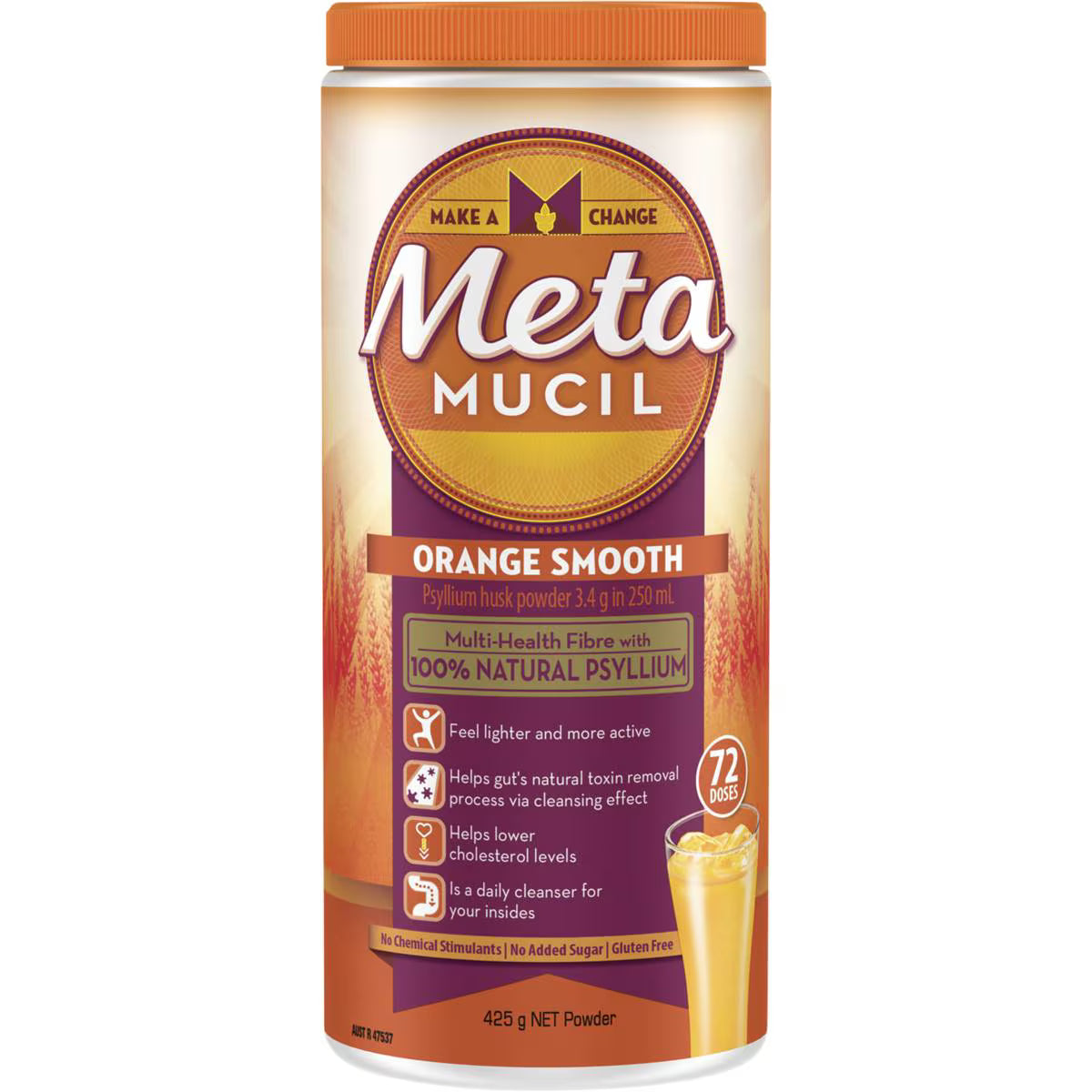 Orange Smooth Fibre Powder 72 Doses | 425g | Metamucil | YG-008583-WW-158851