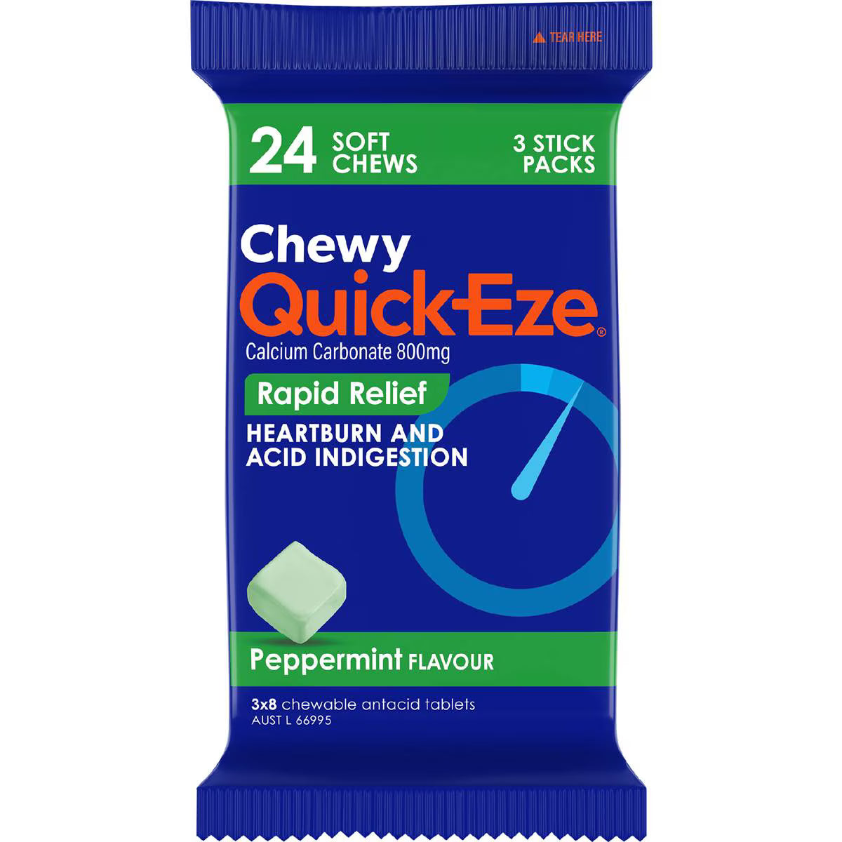 Heartburn & Indigestion Relief Chewy Peppermint | 24 Pack | Quick-Eze | YG-111638-MC-976931
