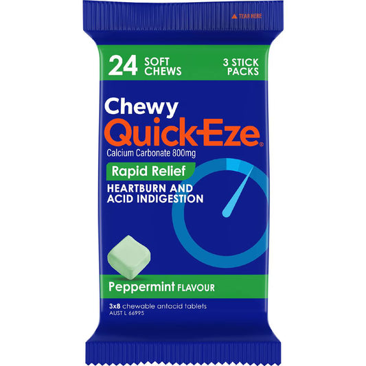 Heartburn & Indigestion Relief Chewy Peppermint | 24 Pack | Quick-Eze | YG-111638-MC-976931