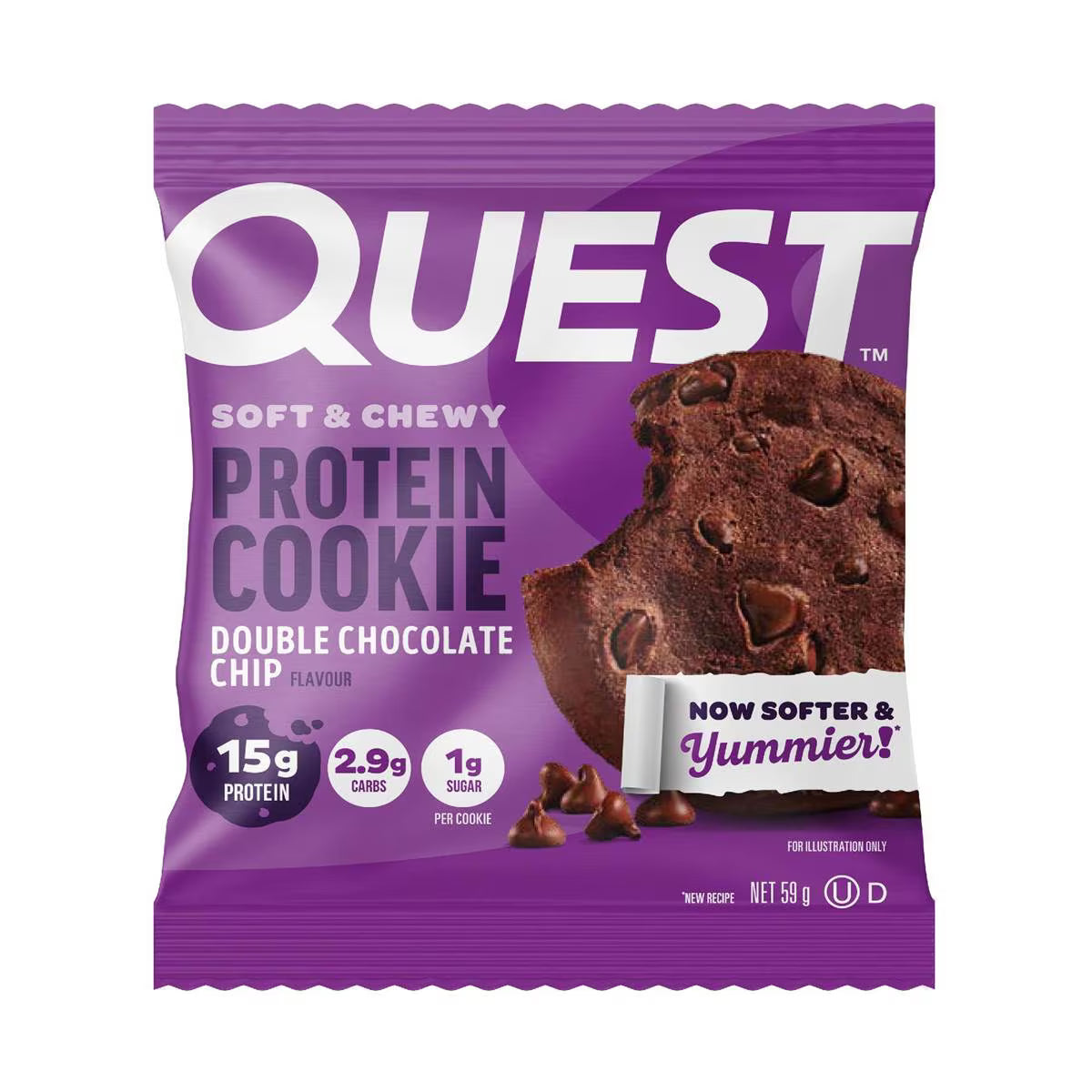 Protein Cookie Double Chocolate Chip Flavour | 59g | Quest | YG-111699-MC-977295