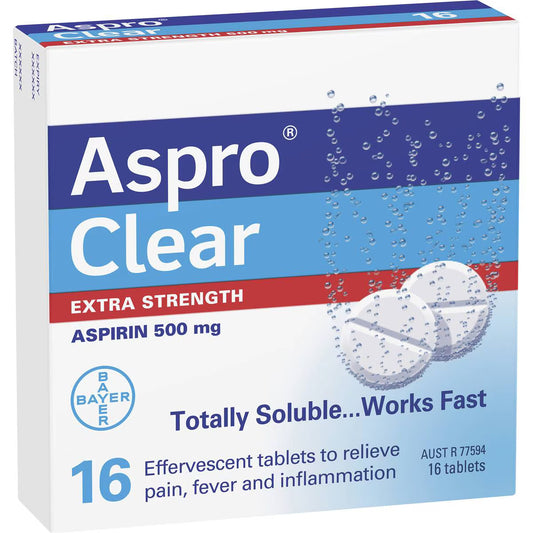 Clear Extra Strength Pain Relief Soluble Tablets | 16 Pack | Aspro | YG-008288-MC-978025
