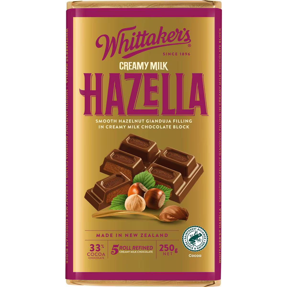 Creamy Milk Hazella Chocolate Block | 250g | Whittaker's | YG-111769-MC-977514