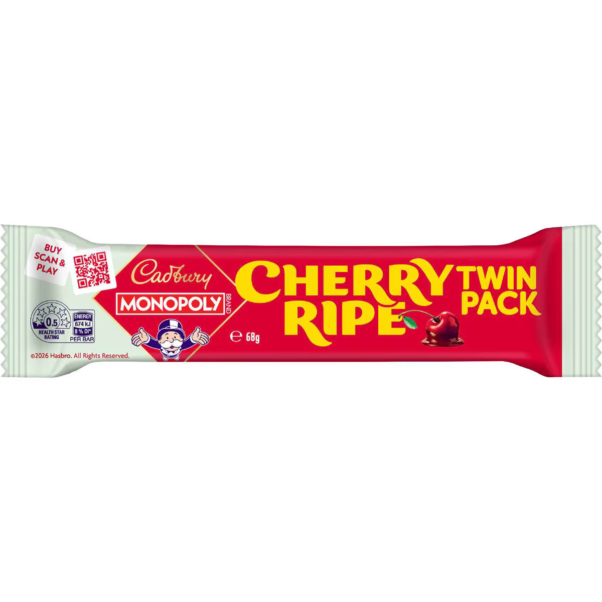 Cherry Ripe Twin Pack Dark Chocolate Bar | 68g | Cadbury | YG-111819-MC-977644