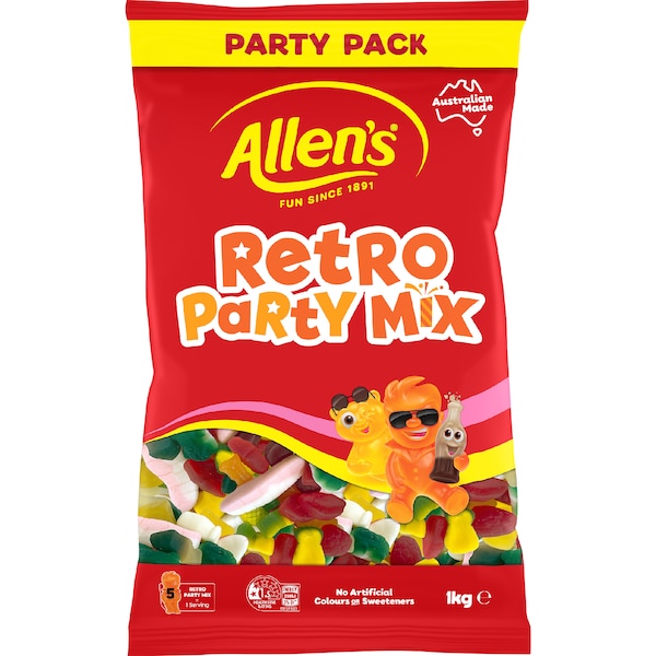 Retro Party Mix Lollies Bulk Bag | 1kg | Allen's | YG-111628-MC-976881
