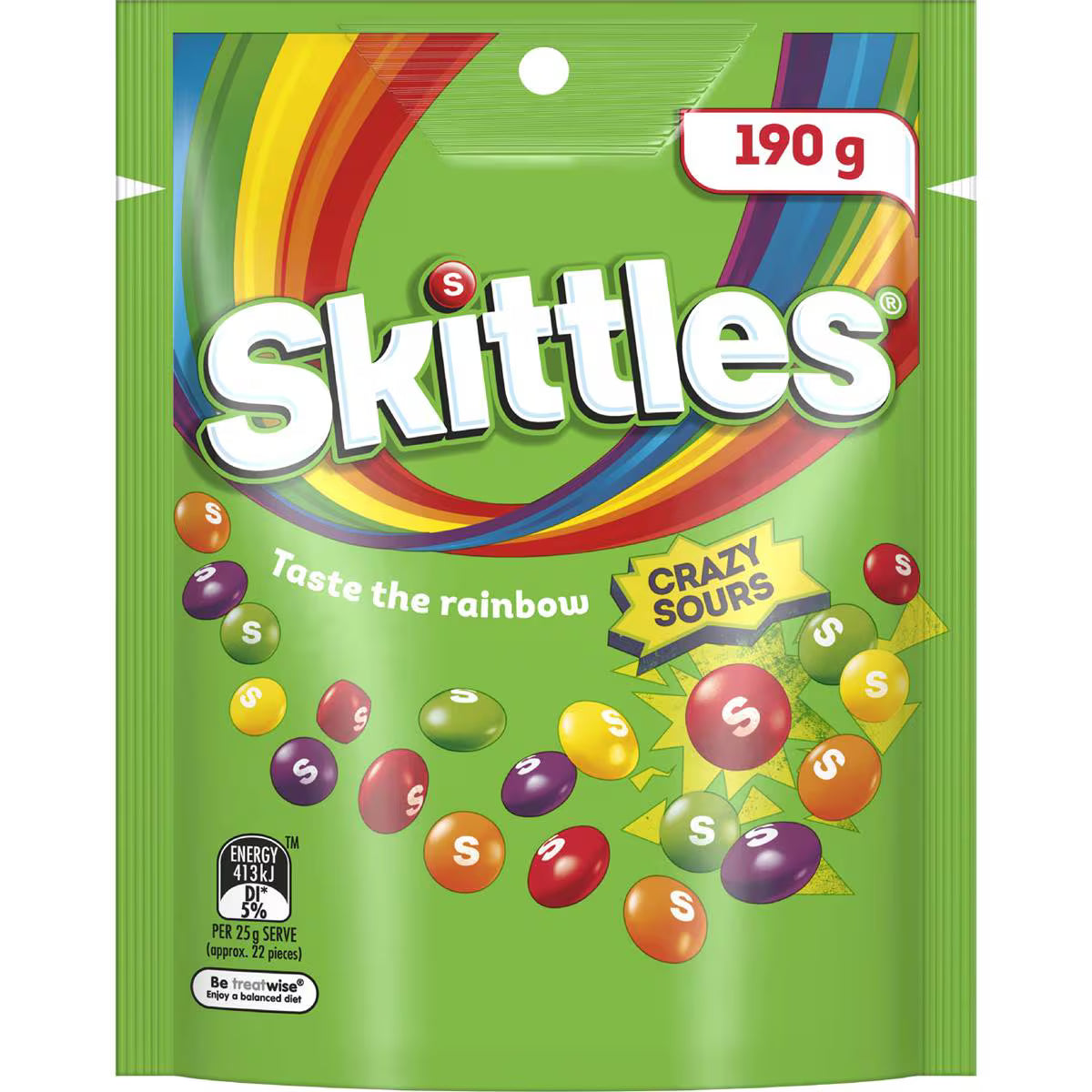 Sours Chewy Lollies Party Share Bag | 190g | Skittles | YG-111668-MC-977044