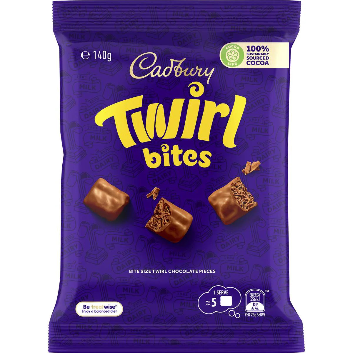 Twirl Milk Chocolate Bites Snack & Share Bag | 140g | Cadbury | YG-111794-MC-977568