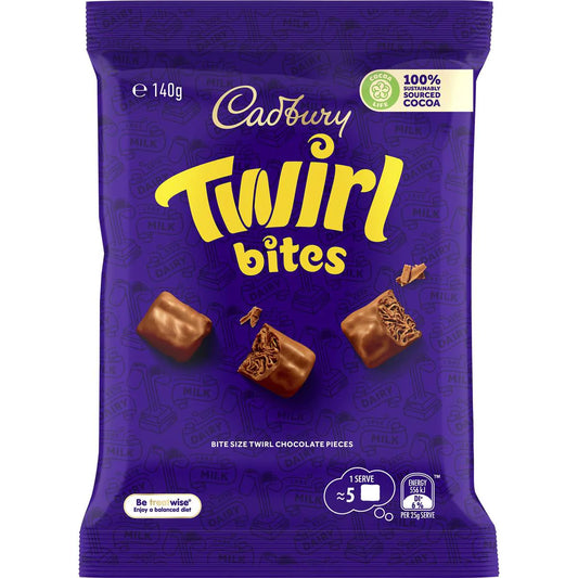 Twirl Milk Chocolate Bites Snack & Share Bag | 140g | Cadbury | YG-111794-MC-977568