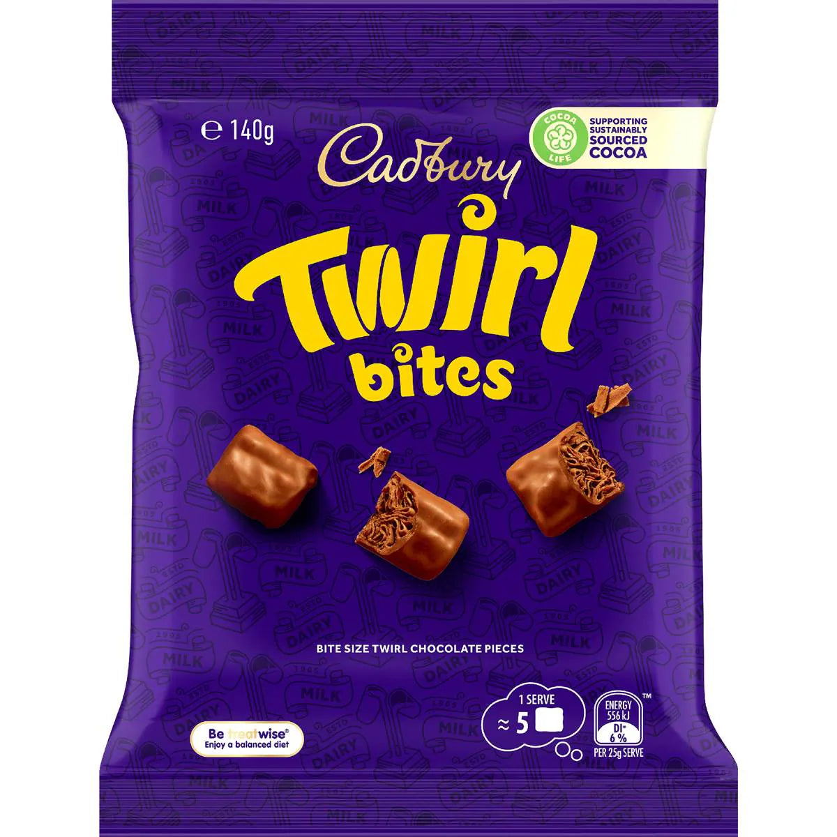 Twirl Milk Chocolate Bites Snack & Share Bag | 140g | Cadbury | YG-111794-MC-151582
