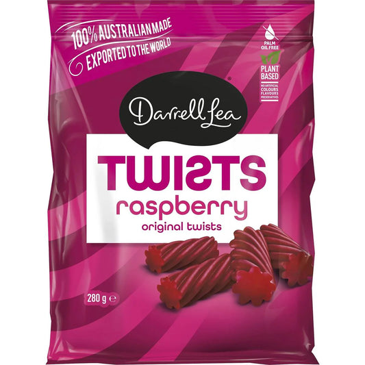 Twists Raspberry Liquorice | 280g | Darrell Lea | YG-111677-MC-977083