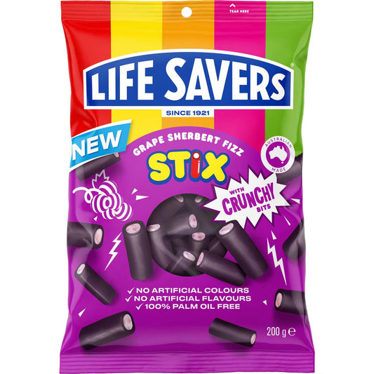 Grape Sherbert Fizz Stix | 200g | Life Savers | YG-111683-MC-977107