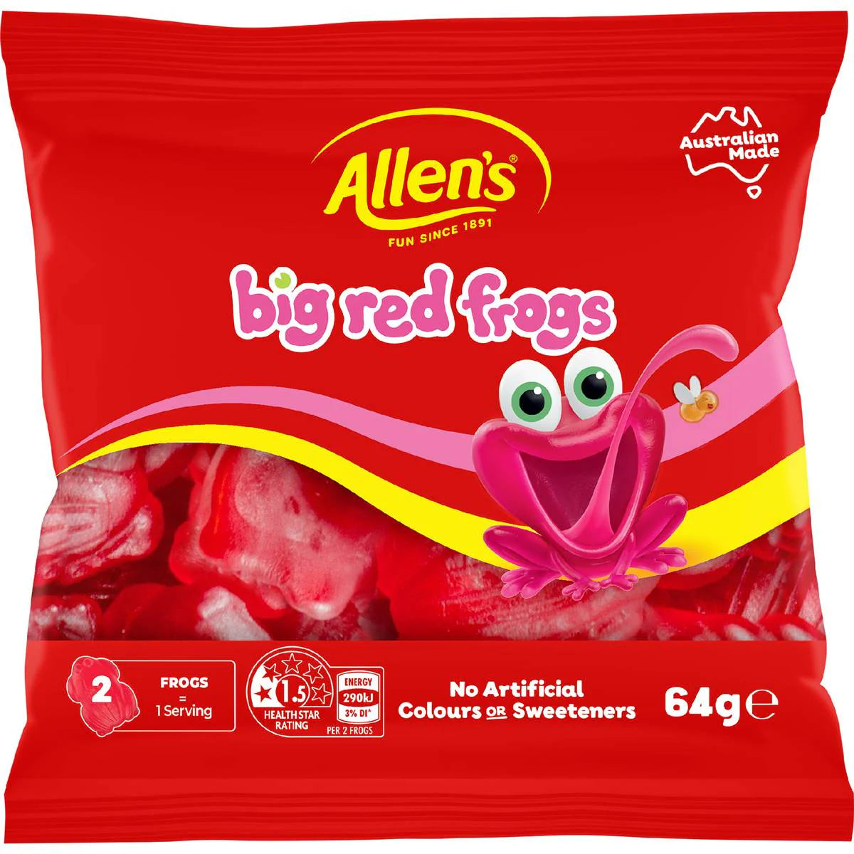 Big Red Frogs Lollies | 64g | Allen's | YG-111654-MC-976977
