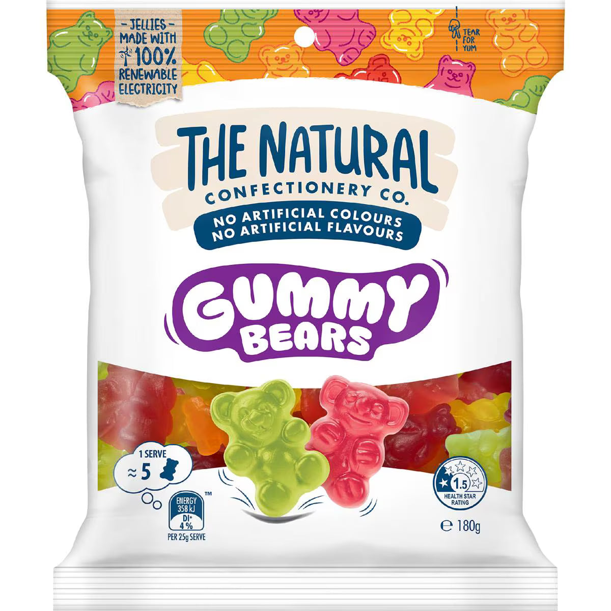 Gummy Bears Lollies | 180g | The Natural Confectionery Co. | YG-111670-MC-977047