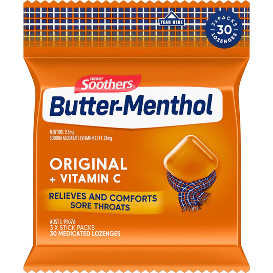 Soothers Butter Menthol Throat Lozenge | 3 Pack | Nestle | YG-111636-MC-976922