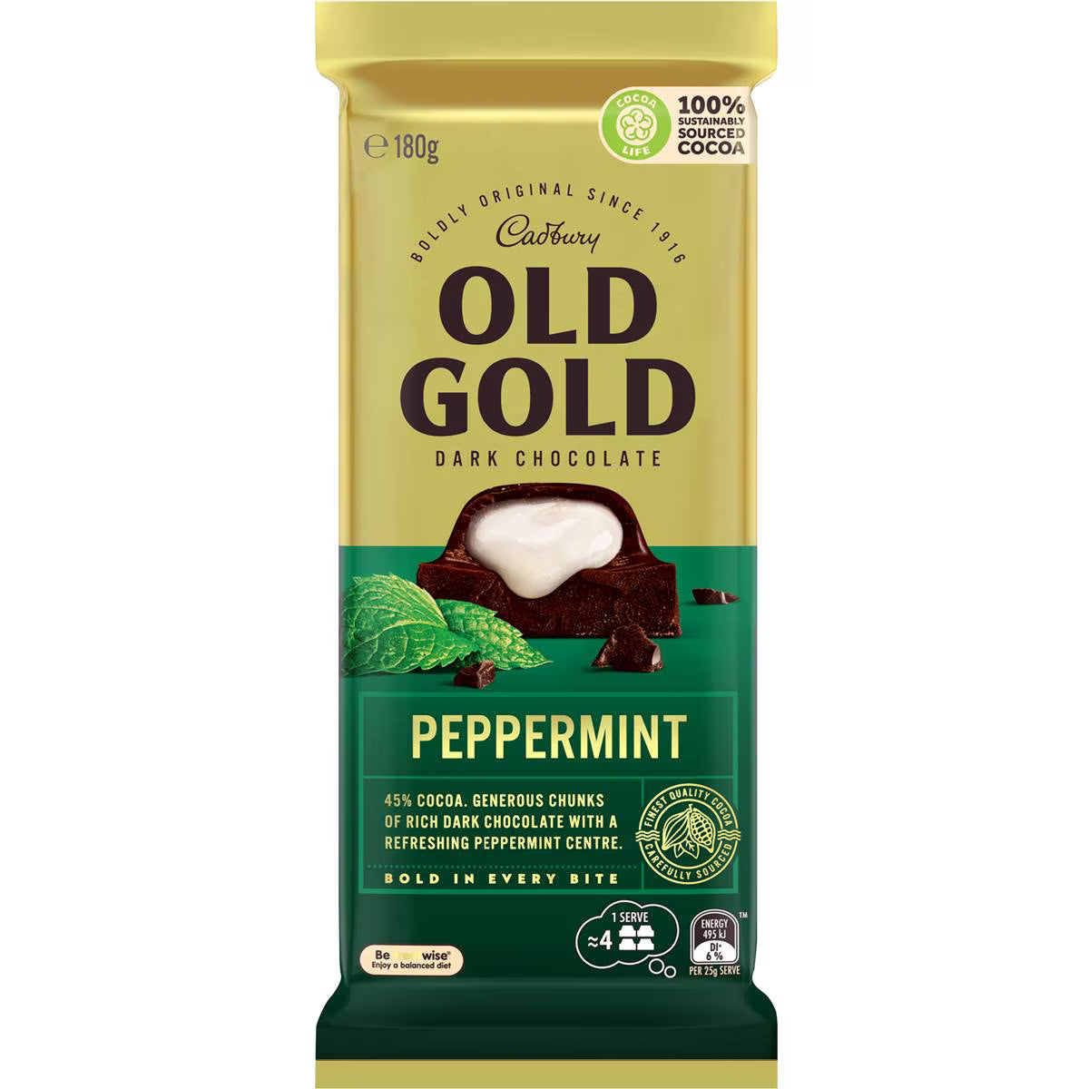 Old Gold Peppermint Dark Chocolate Block | 180g | Cadbury | YG-111773-MC-977524