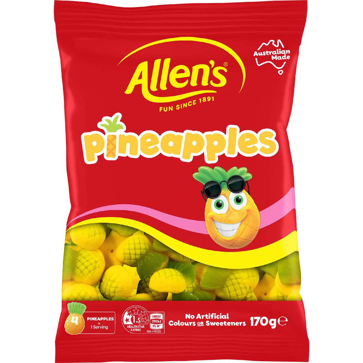 Pineapples Jelly Lollies Bag | 170g | Allen's | YG-111644-MC-976954