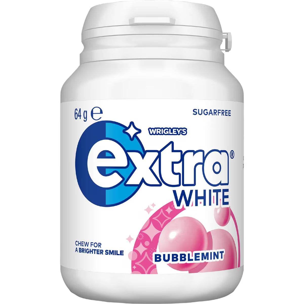 White Bubblemint Sugar Free Chewing Gum Bottle | 64g | Extra | YG-112545-MC-976835