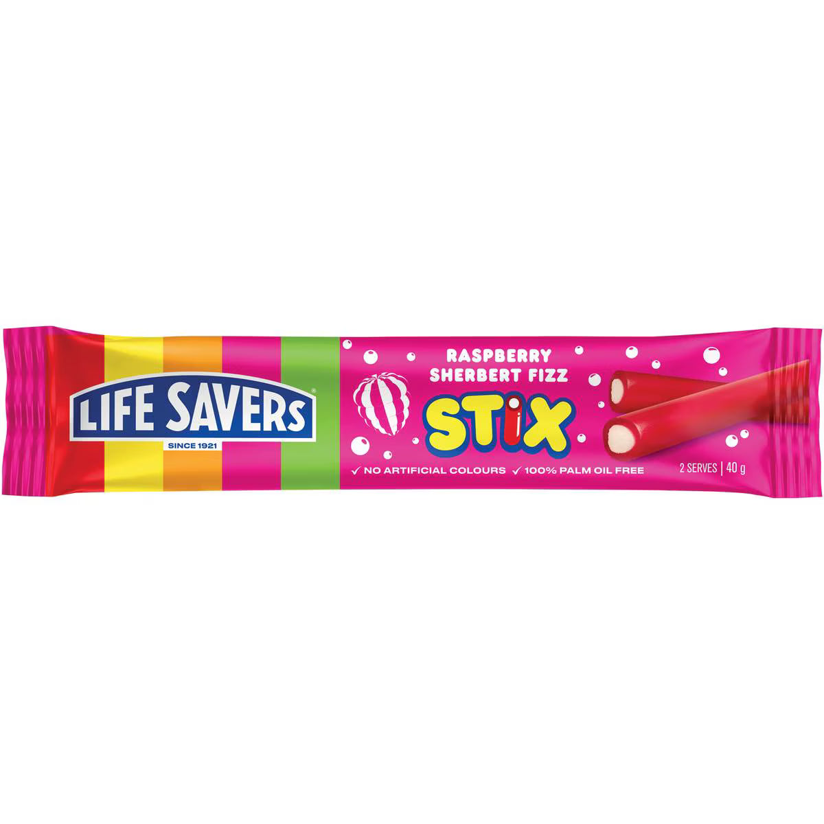Raspberry Sherbert Fizz Stix | 40g | Life Savers | YG-111640-MC-976939