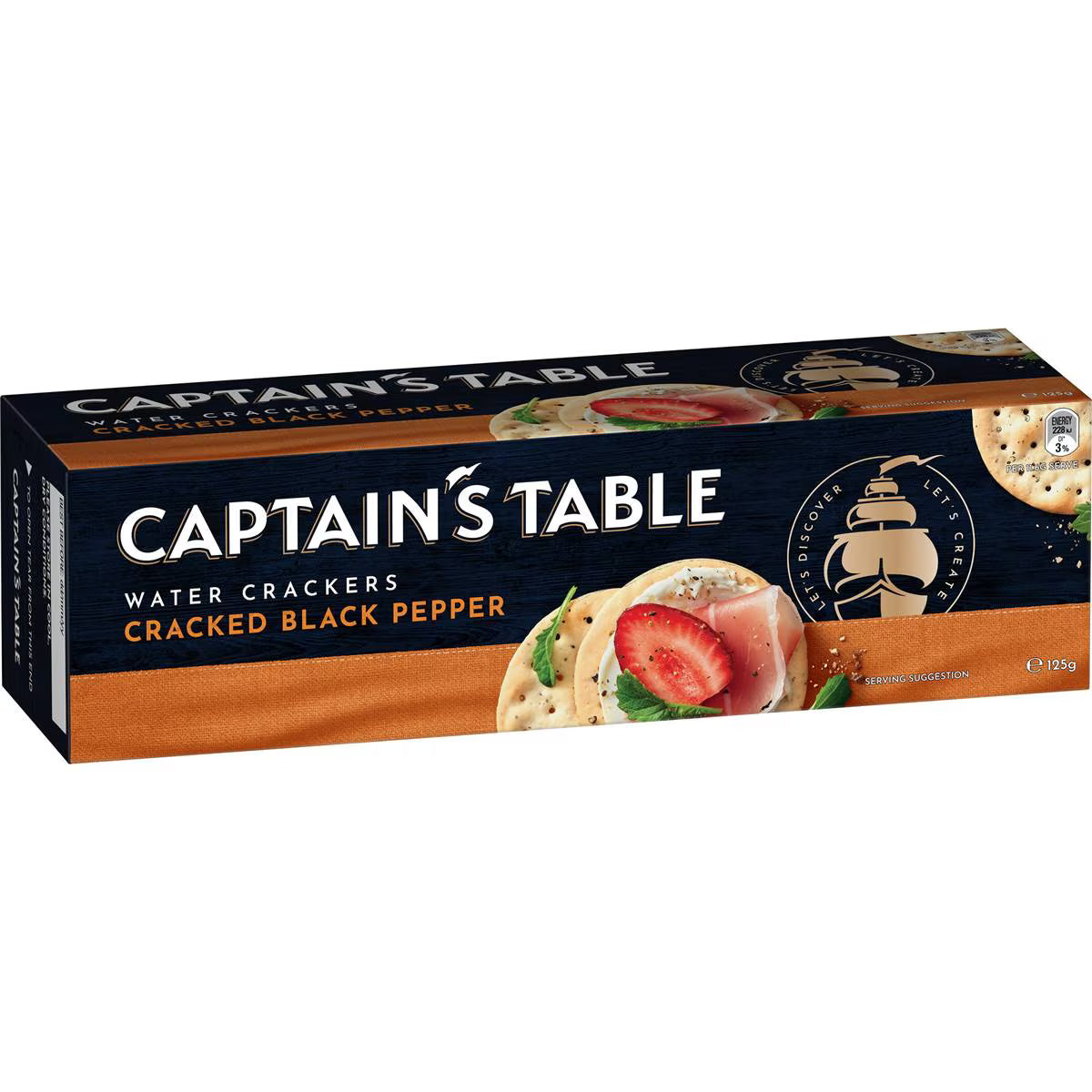 Cracked Black Pepper Water Crackers | 125g | Captain's Table | YG-007818-MC-977390