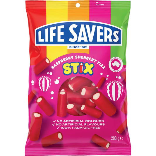 Raspberry Sherbert Fizz Stix | 200g | Life Savers | YG-111685-MC-977109