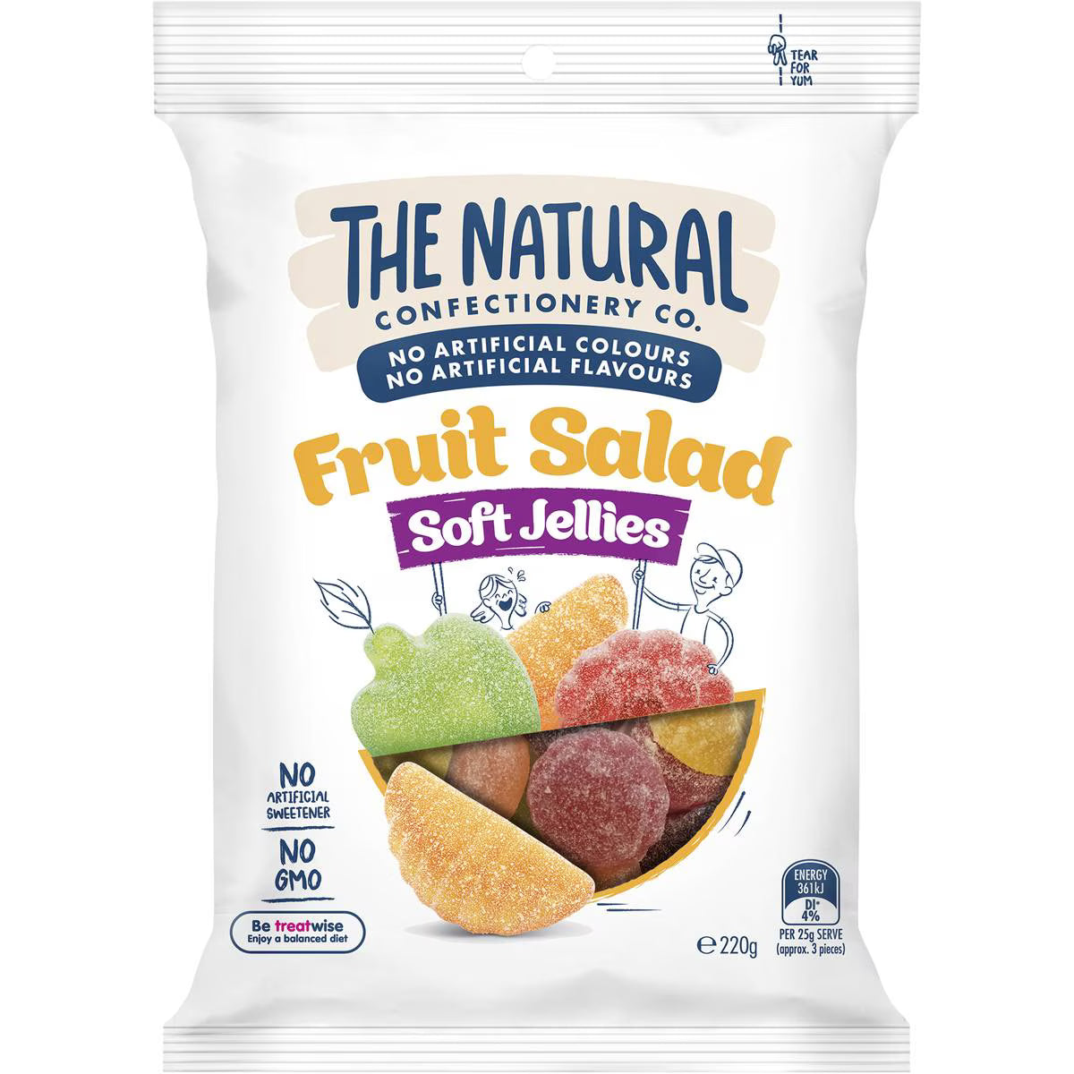 Fruit Salad Soft Jellies Lollies | 220g | The Natural Confectionery Co. | YG-112593-MC-977046